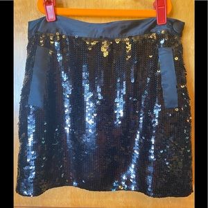 Holidays stunning! EUC worn once. Black sequin lined mini skirt w/satin pockets!